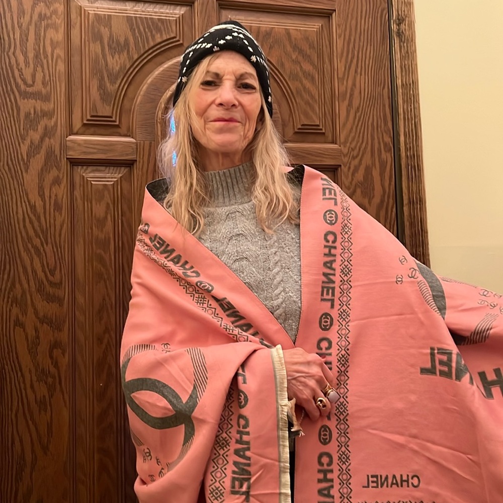 Chanel reversable cashmere and silk scarf/shawl